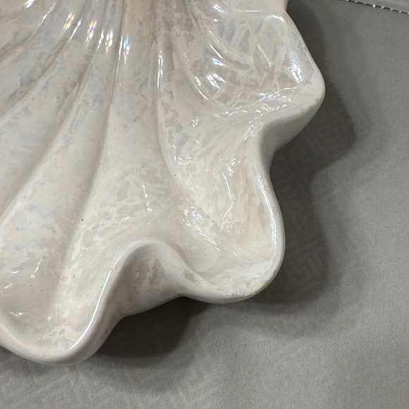 WCL Vtg Iridescent Ceramic Halloween White Ghost Candy Bowl Dish Scalloped Edges - Picture 13 of 16